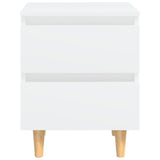 Bed Cabinet with Solid Pinewood Legs White 40x35x50 cm