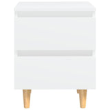 Bed Cabinet with Solid Pinewood Legs White 40x35x50 cm - Side View