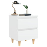 Bed Cabinet with Solid Pinewood Legs White 40x35x50 cm - Rear View