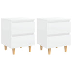 Bed Cabinets with Solid Pinewood Legs 2 pcs White 40x35x50 cm
