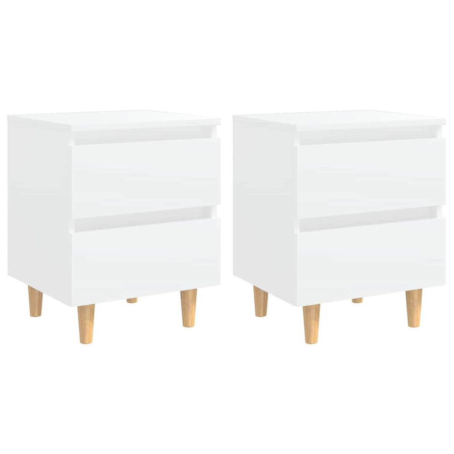 Bed Cabinets with Solid Pinewood Legs 2 pcs White 40x35x50 cm
