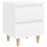 Bed Cabinets with Solid Pinewood Legs 2 pcs White 40x35x50 cm - Side View