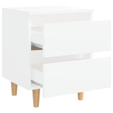 Bed Cabinets with Solid Pinewood Legs 2 pcs White 40x35x50 cm - Rear View