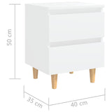 Bed Cabinets with Solid Pinewood Legs 2 pcs White 40x35x50 cm - Low Angle
