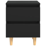 Bed Cabinet with Solid Pinewood Legs Black 40x35x50 cm - Side View
