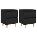 Bed Cabinets with Solid Pinewood Legs 2 pcs Black 40x35x50 cm