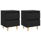 Bed Cabinets with Solid Pinewood Legs 2 pcs Black 40x35x50 cm - Front View