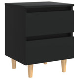 Bed Cabinets with Solid Pinewood Legs 2 pcs Black 40x35x50 cm - Side View