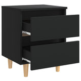 Bed Cabinets with Solid Pinewood Legs 2 pcs Black 40x35x50 cm - Rear View