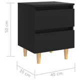 Bed Cabinets with Solid Pinewood Legs 2 pcs Black 40x35x50 cm - Low Angle