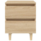 Bed Cabinet with Solid Pinewood Legs Sonoma Oak 40x35x50 cm - Side View