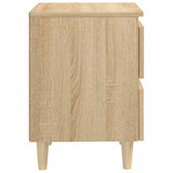 Bed Cabinet with Solid Pinewood Legs Sonoma Oak 40x35x50 cm - Top-Down View
