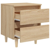 Bed Cabinet with Solid Pinewood Legs Sonoma Oak 40x35x50 cm - 45-Degree Angle