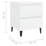 Bed Cabinets 2 pcs White 40x35x50 cm Engineered Wood - Low Angle