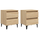 Bed Cabinets 2 pcs Sonoma Oak 40x35x50 cm Engineered Wood - Front View