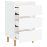 Bed Cabinet with Solid Wood Legs White 40x35x69 cm - Top-Down View