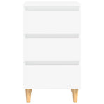 Bed Cabinet with Solid Wood Legs White 40x35x69 cm