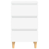 Bed Cabinet with Solid Wood Legs White 40x35x69 cm - 45-Degree Angle