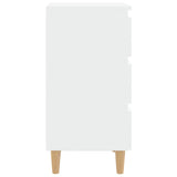 Bed Cabinet with Solid Wood Legs White 40x35x69 cm - Rear View