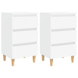 Bed Cabinets with Solid Wood Legs 2 pcs White 40x35x69 cm