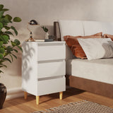 Bed Cabinets with Solid Wood Legs 2 pcs White 40x35x69 cm - Front View