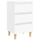Bed Cabinets with Solid Wood Legs 2 pcs White 40x35x69 cm - Side View