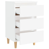Bed Cabinets with Solid Wood Legs 2 pcs White 40x35x69 cm - 45-Degree Angle