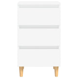 Bed Cabinets with Solid Wood Legs 2 pcs White 40x35x69 cm - Rear View