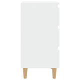 Bed Cabinets with Solid Wood Legs 2 pcs White 40x35x69 cm - Close-Up Angle