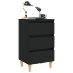 Bed Cabinet with Solid Wood Legs Black 40x35x69 cm