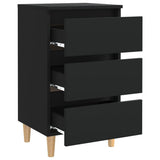 Bed Cabinet with Solid Wood Legs Black 40x35x69 cm - Top-Down View