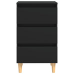 Bed Cabinet with Solid Wood Legs Black 40x35x69 cm