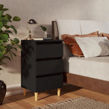 Bed Cabinets with Solid Wood Legs 2 pcs Black 40x35x69 cm - Side View