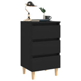 Bed Cabinets with Solid Wood Legs 2 pcs Black 40x35x69 cm - 45-Degree Angle