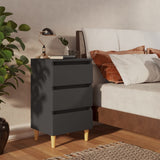 Bed Cabinets with Solid Wood Legs 2 pcs Grey 40x35x69 cm - Front View