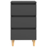 Bed Cabinets with Solid Wood Legs 2 pcs Grey 40x35x69 cm
