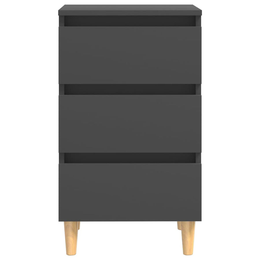 Bed Cabinets with Solid Wood Legs 2 pcs Grey 40x35x69 cm
