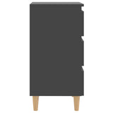 Bed Cabinets with Solid Wood Legs 2 pcs Grey 40x35x69 cm - Close-Up Angle