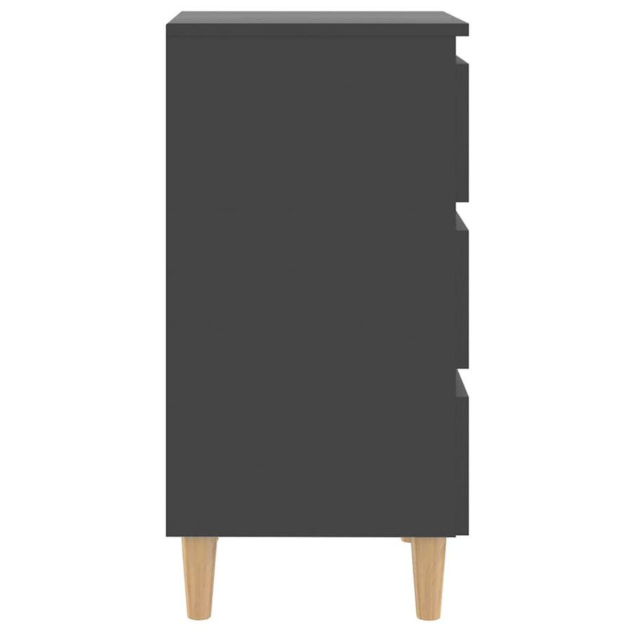 Bed Cabinets with Solid Wood Legs 2 pcs Grey 40x35x69 cm