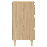 Bed Cabinet with Solid Wood Legs Sonoma Oak 40x35x69 cm - Close-Up Angle