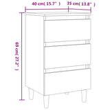 Bed Cabinet with Solid Wood Legs Sonoma Oak 40x35x69 cm - Extra Image