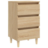 Bed Cabinets & Solid Wood Legs 2 pcs Sonoma Oak 40x35x69 cm