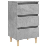 Bed Cabinets & Solid Wood Legs 2 pcs Concrete Grey 40x35x69 cm - 45-Degree Angle