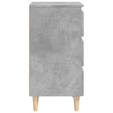 Bed Cabinets & Solid Wood Legs 2 pcs Concrete Grey 40x35x69 cm - Close-Up Angle