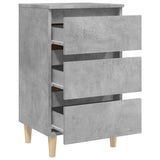Bed Cabinets & Solid Wood Legs 2 pcs Concrete Grey 40x35x69 cm - Low Angle