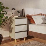 Bed Cabinets & Wood Legs 2 pcs White & Sonoma Oak 40x35x69cm - Front View