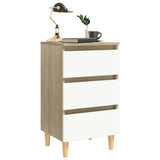 Bed Cabinets & Wood Legs 2 pcs White & Sonoma Oak 40x35x69cm