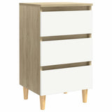 Bed Cabinets & Wood Legs 2 pcs White & Sonoma Oak 40x35x69cm