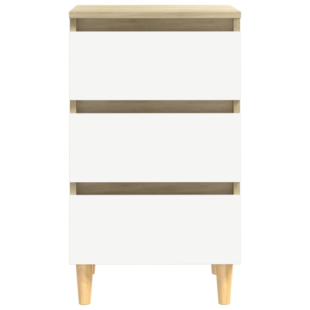 Bed Cabinets & Wood Legs 2 pcs White & Sonoma Oak 40x35x69cm