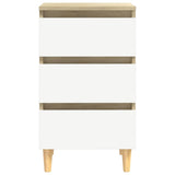 Bed Cabinets & Wood Legs 2 pcs White & Sonoma Oak 40x35x69cm